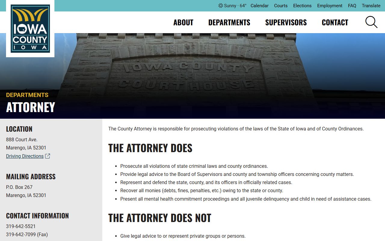 Iowa County Attorney charge filing context after jail arrest