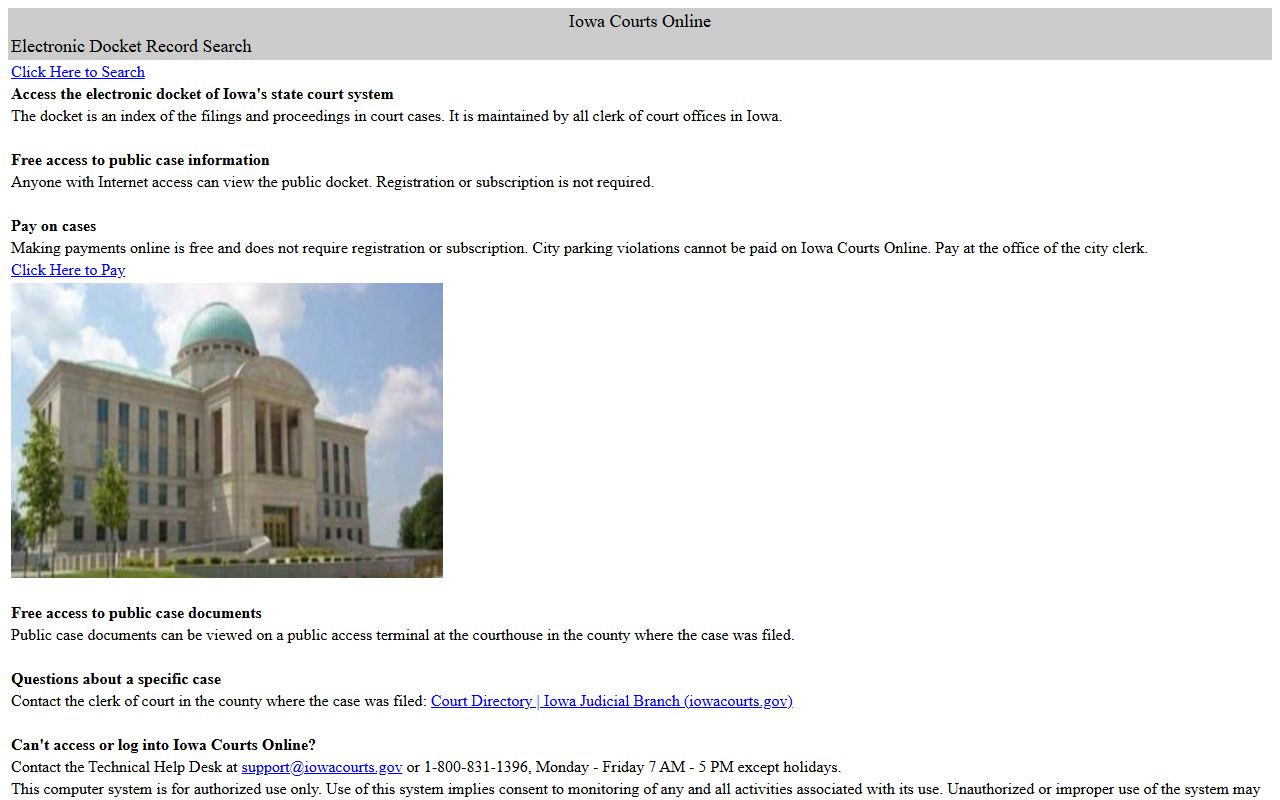 Iowa Courts Online search for Iowa County court records after arrest